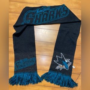 Official NHL San Jose Sharks scarf,black & teal.Dual-sided (same design on each)